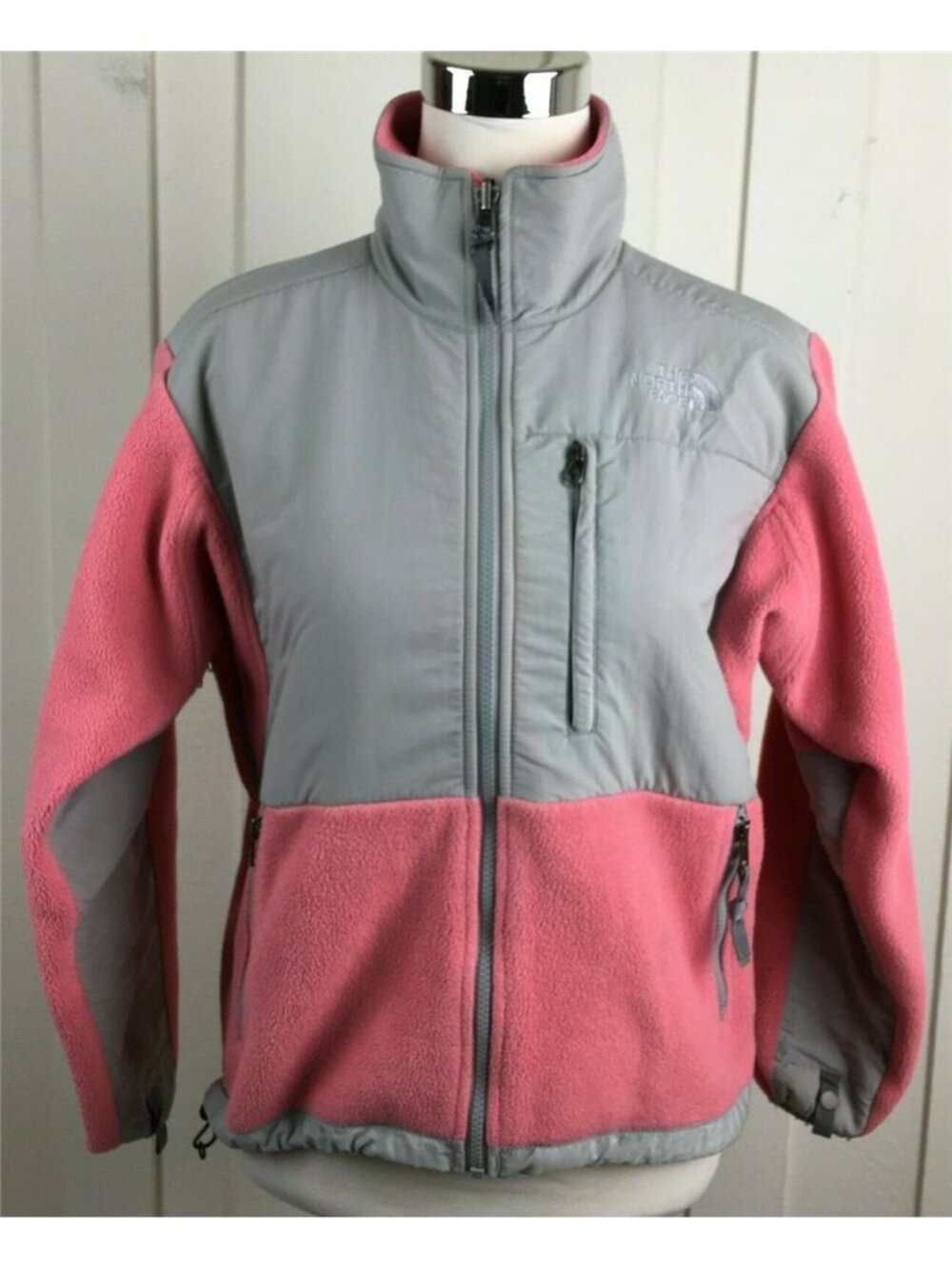 The North Face Fleece Jacket Full Zip Pockets Women's XS Pink Gray Colorblock